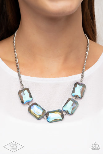 Heard It On The HEIR-Waves - Blue Iridescent Necklace - Sabrina's Bling Collection