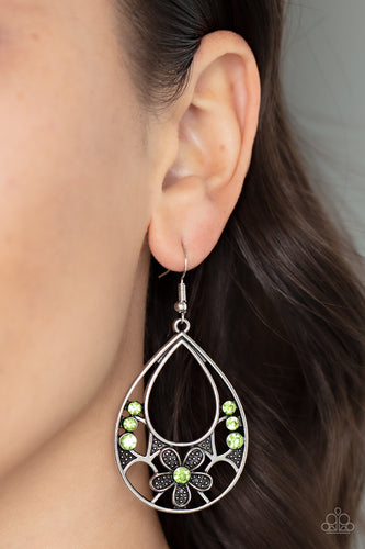 Meadow Marvel - Green Flower Earrings - Sabrina's Bling Collection