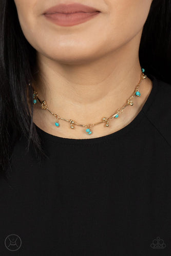 Sahara Social - Gold & Turquoise Choker Necklace - Sabrina's Bling Collection