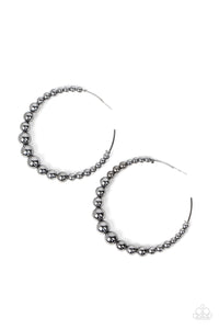 Show Off Your Curves - Black/Gunmetal Hoop Earrings - Sabrina's Bling Collection