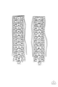 Starry Streamers - White Rhinestone Earrings - Sabrinas Bling Collection