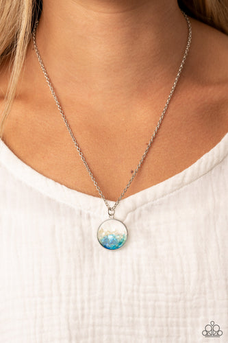 Completely Crushed - Blue & White Iridescent Necklace - Sabrina's Bling Collection