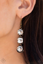 Load image into Gallery viewer, Determined to Dazzle - Brass Earrings - May 2022 Fashion Fix - Sabrina&#39;s Bling Collection