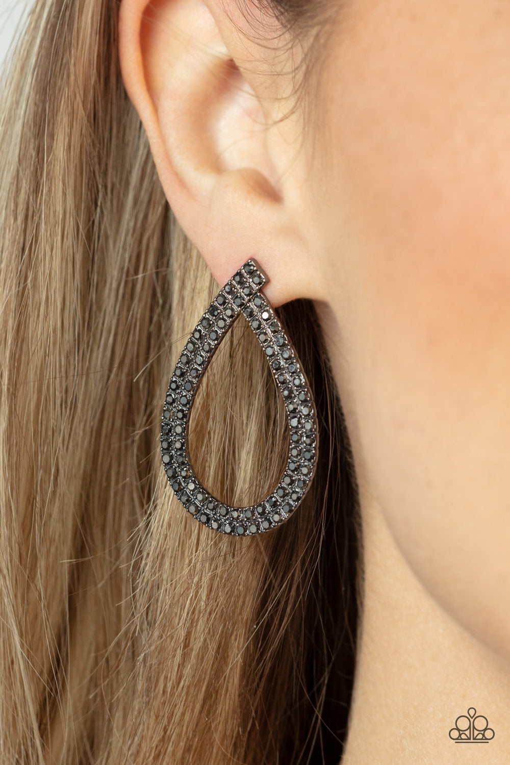 Diva Dust - Black Hematite Rhinestone Earrings - Sabrina's Bling Collection