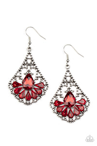 Exemplary Elegance - Red Teardrop Earrings - Sabrina's Bling Collection