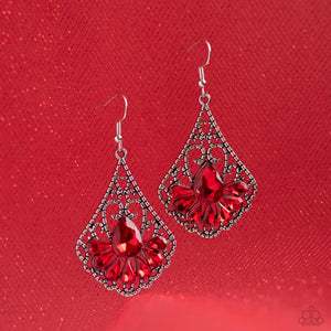 Exemplary Elegance - Red Teardrop Earrings - Sabrina's Bling Collection