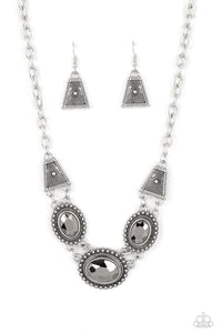 Textured TRAPEZOID - Silver Rhinestone Necklace - Sabrina's Bling Collection