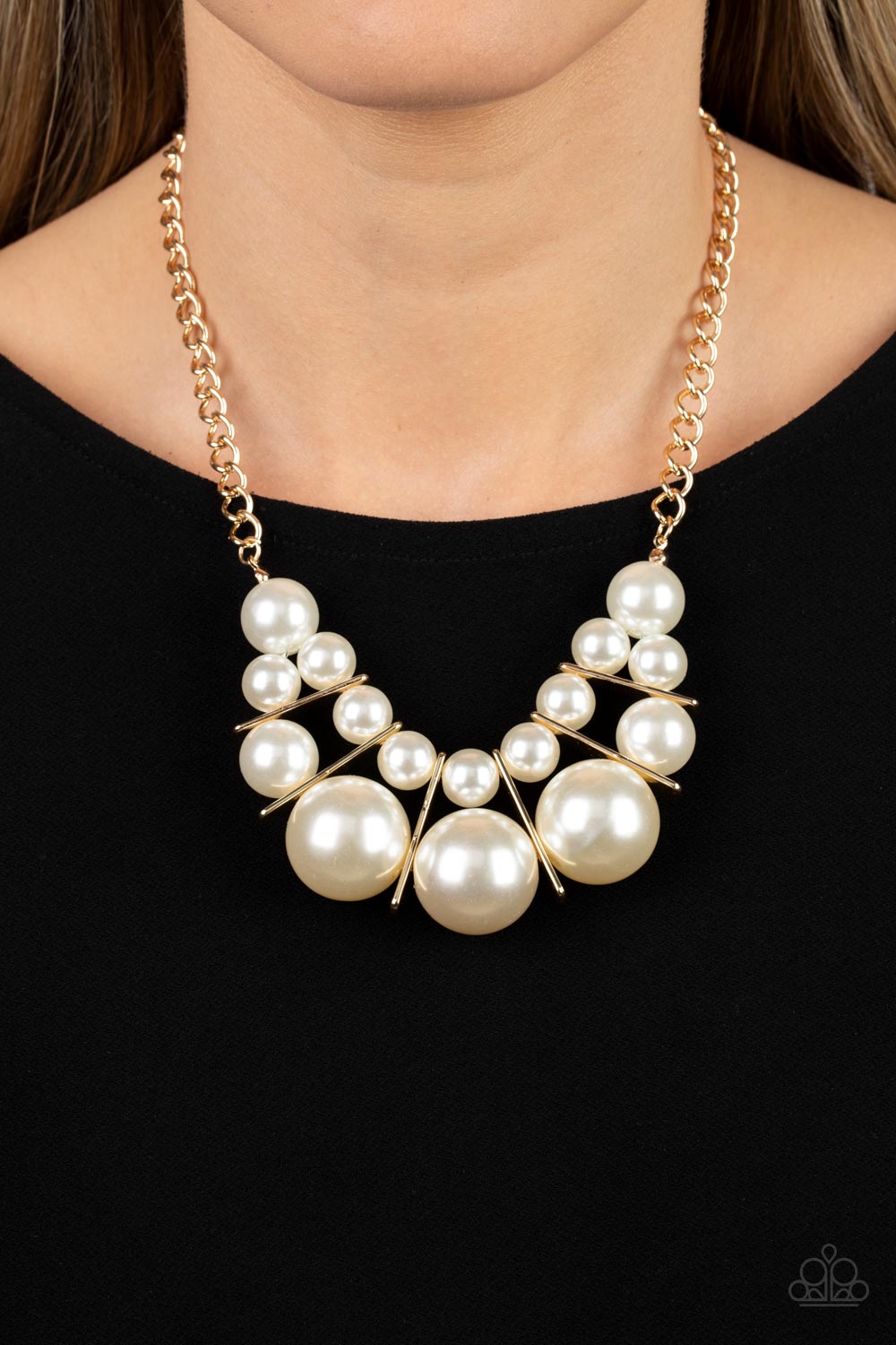 Challenge Accepted - Gold & White Pearl Necklace - Sabrina's Bling Collection