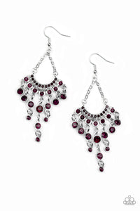 Commanding Candescence - Purple Rhinestone Earrings - Sabrina's Bling Collection