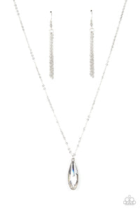 Prismatically Polished - White Teardrop Necklace - Sabrina's Bling Collection