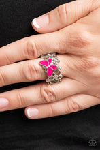 Load image into Gallery viewer, All FLUTTERED Up - Pink &amp; Iridescent Butterfly Ring - Sabrina&#39;s Bling Collection