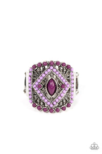 Amplified Aztec - Purple Plum Ring - Sabrina's Bling Collection