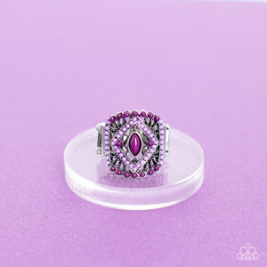 Amplified Aztec - Purple Plum Ring - Sabrina's Bling Collection