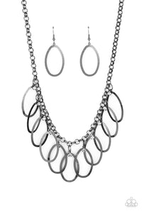 Double OVAL-time - Black Necklace - Sabrina's Bling Collection