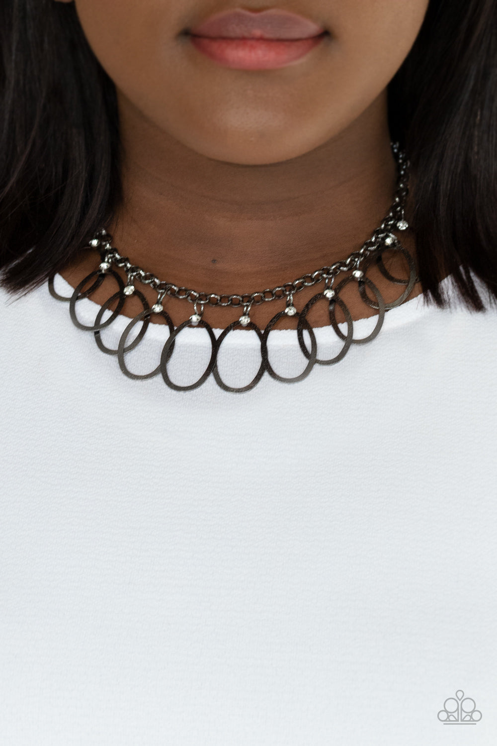 Double OVAL-time - Black Necklace - Sabrina's Bling Collection