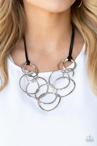 Spiraling Out of COUTURE - Silver & Black Necklace - Sabrina's Bling Collection