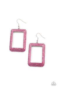 World FRAME-ous - Pink Earrings - Sabrina's Bling Collection