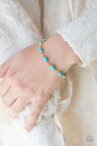 Desert Day Trip - Blue Turquoise & Gold Bracelet - Sabrina's Bling Collection