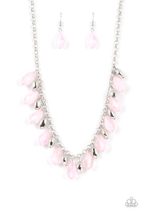 Summertime Tryst - Pink Teardrop Necklace - Sabrinas Bling Collection