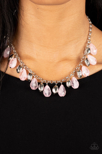 Summertime Tryst - Pink Teardrop Necklace - Sabrinas Bling Collection