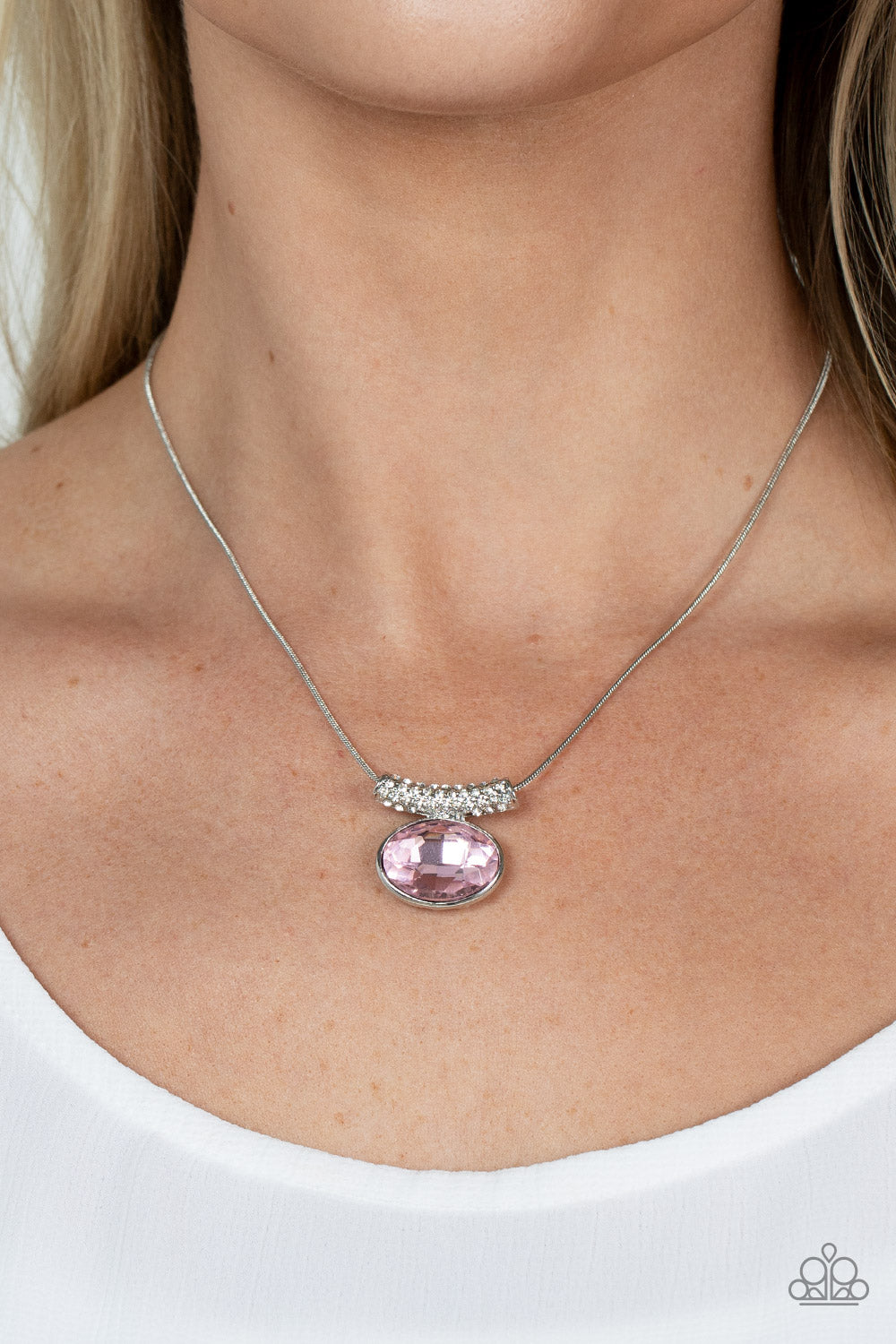 Pristinely Prestigious - Pink Rhinestone Necklace - Sabrina's Bling Collection