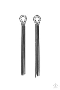 Dallas Debutante - Black & White Rhinestone Earrings - Sabrina's Bling Collection