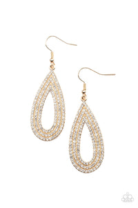 Exquisite Exaggeration - Gold & Rhinestone Earrings - Sabrina's Bling Collection