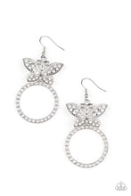 Load image into Gallery viewer, Paradise Found - White Rhinestone Butterfly Earrings - Life Of The Party November 2021 - Sabrina&#39;s Bling Collection