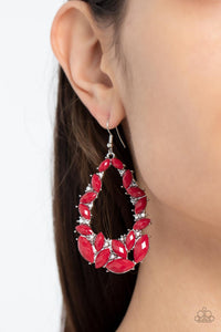 Tenacious Treasure - Red Teardrop Earrings - Sabrina's Bling Collection