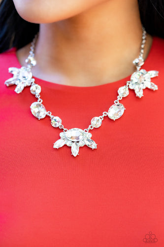 GLOW-trotting Twinkle - White Rhinestone Necklace - Sabrina's Bling Collection