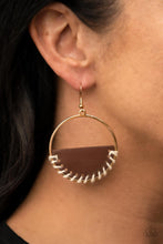 Load image into Gallery viewer, Lavishly Laid Back - Brown Leather Earrings - Sabrina&#39;s Bling Collection