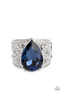 Kinda a Big Deal - Blue Rhinestone Ring - Sabrina's Bling Collection