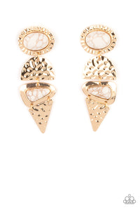 Earthy Extravagance - Gold & Stone Earrings - Sabrina's Bling Collection