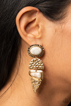 Load image into Gallery viewer, Earthy Extravagance - Gold &amp; Stone Earrings - Sabrina&#39;s Bling Collection