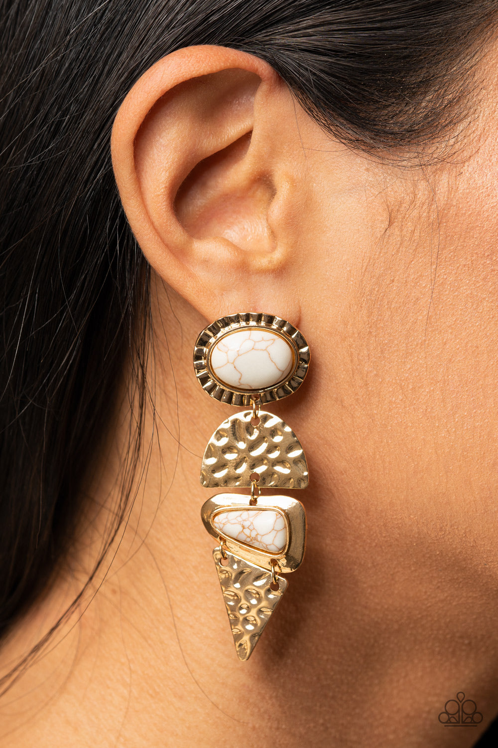 Earthy Extravagance - Gold & Stone Earrings - Sabrina's Bling Collection