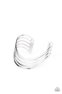 Tantalizingly Tiered - Silver Cuff Bracelet - Sabrina's Bling Collection