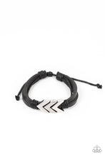 Load image into Gallery viewer, Arrow Pharaoh - Black Leather Chevron Bracelet - Sabrina&#39;s Bling Collection