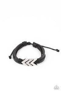 Arrow Pharaoh - Black Leather Chevron Bracelet - Sabrina's Bling Collection