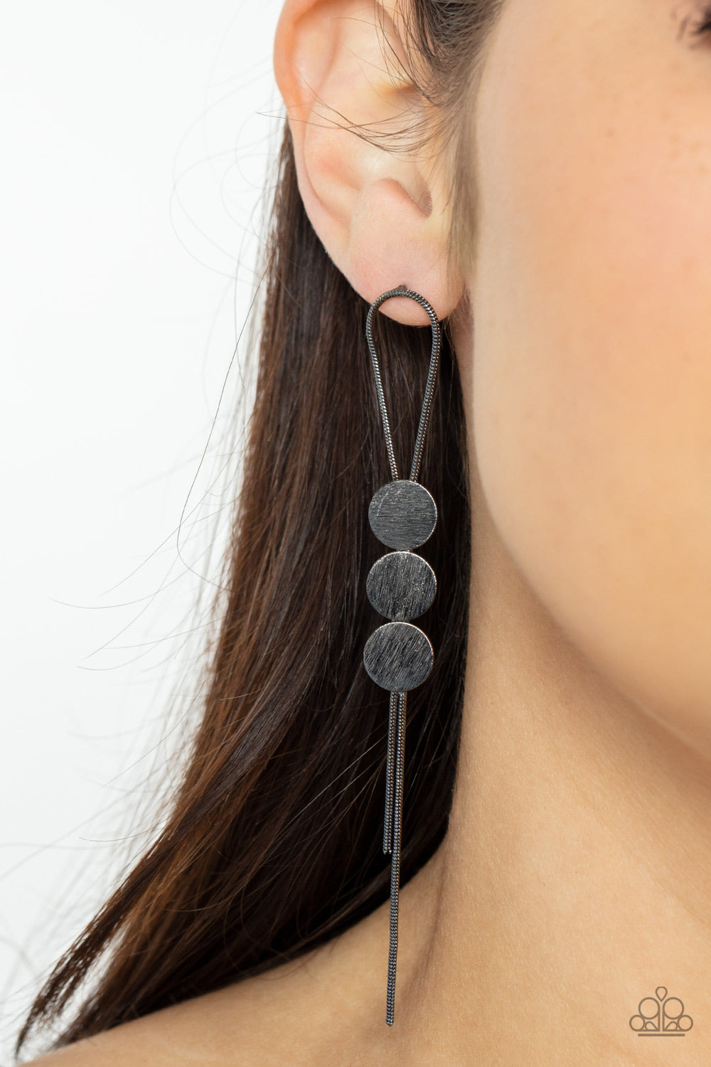Bolo Beam - Black Gunmetal Earrings - Sabrina's Bling Collection