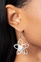 Load image into Gallery viewer, Botanical Bonanza - White Rosebud Earrings - Sabrina&#39;s Bling Collection