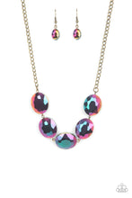 Load image into Gallery viewer, Cosmic Closeup - Brass &amp; Oil Spill Necklace - Sabrina&#39;s Bling Collection