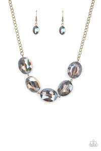 Cosmic Closeup - Brass & Oil Spill Necklace - Sabrina's Bling Collection