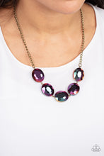 Load image into Gallery viewer, Cosmic Closeup - Brass &amp; Oil Spill Necklace - Sabrina&#39;s Bling Collection