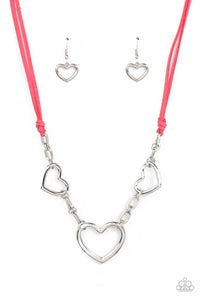 Fashionable Flirt - Pink & Silver Heart Necklace - Sabrina's Bling Collection