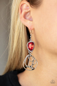 Galactic Drama - Red Rhinestone Earrings - Sabrina's Bling Collection