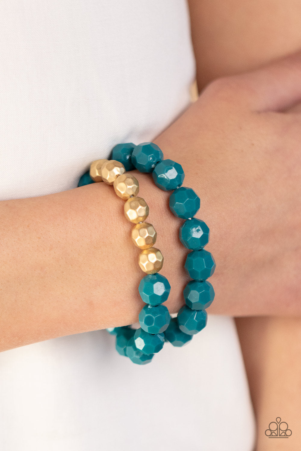 Grecian Glamour - Blue & Gold Bracelet - Sabrina's Bling Collection