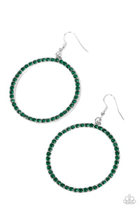 Head-Turning Halo - Green Rhinestone Earrings - Sabrina's Bling Collection