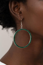 Load image into Gallery viewer, Head-Turning Halo - Green Rhinestone Earrings - Sabrina&#39;s Bling Collection