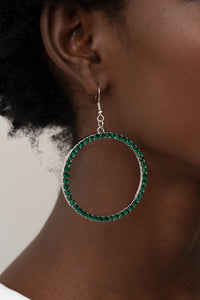 Head-Turning Halo - Green Rhinestone Earrings - Sabrina's Bling Collection