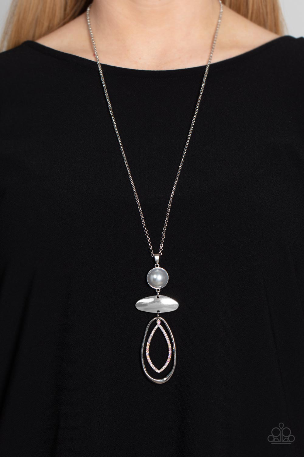 Modern Day Demure - Silver Iridescent Pearl Necklace - Sabrina's Bling Collection